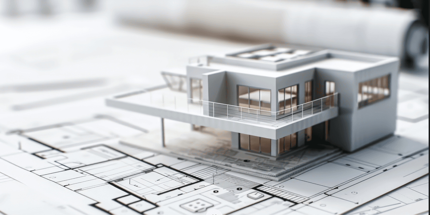 Architectural model on permit plans