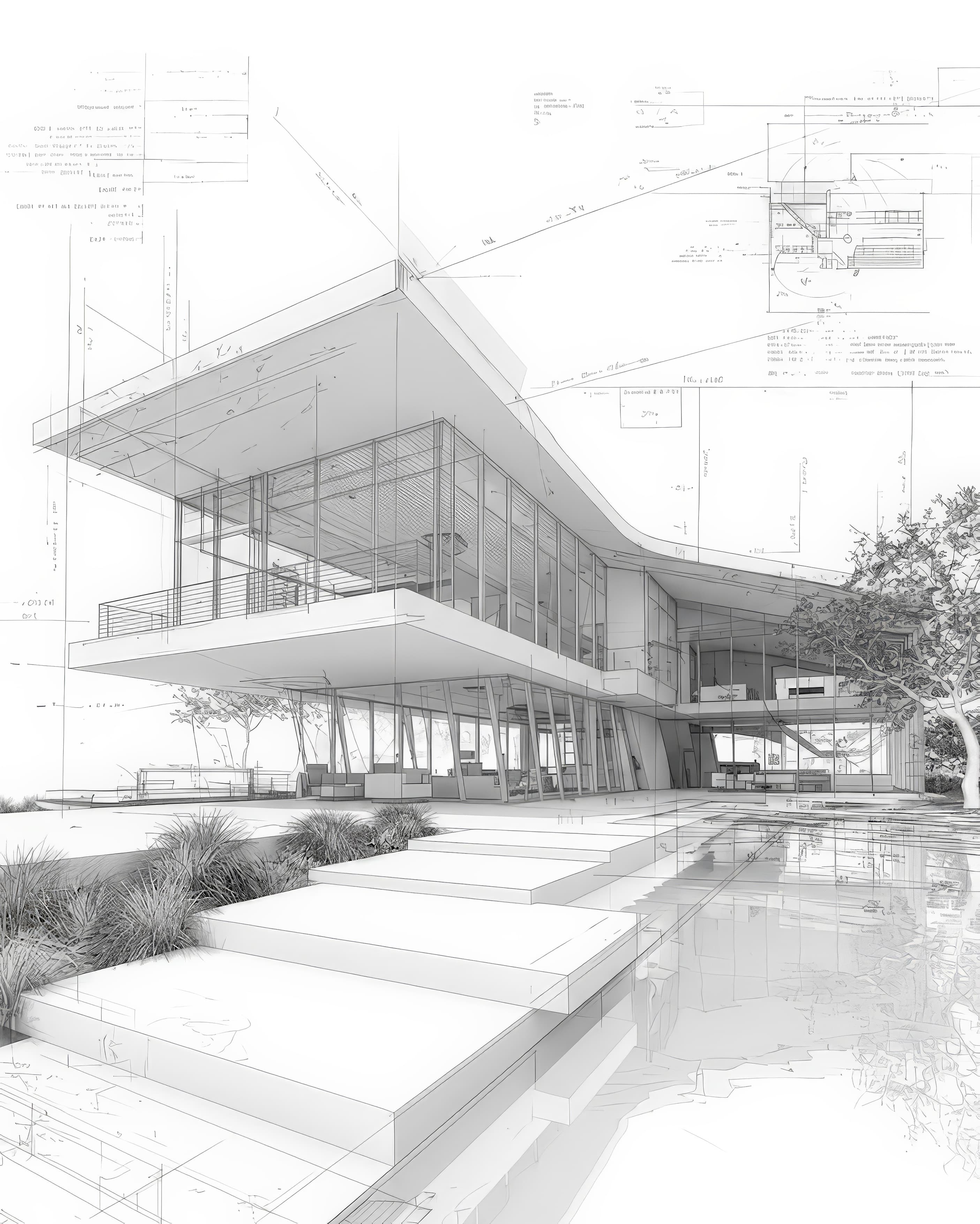 Architectural sketch of a modern home